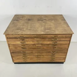 Pamono Mid-Century Plan Chest with Brass D Handles from Staverton Clearance