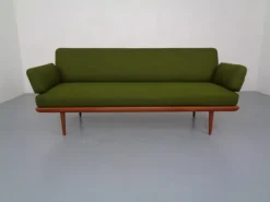 Pamono Minerva Teak & Kvadrat Hallingdal Daybed / Sofa by Peter Hvidt & Orla Mølgaard Nielsen for France & Son, Denmark, 1950s Clearance