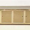 Pamono Mirror, Metal, Chrome and Brass Sideboard by Michel Pigneres, 1970s New