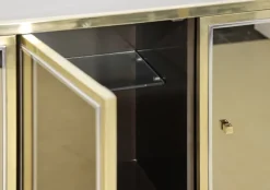 Pamono Mirror, Metal, Chrome and Brass Sideboard by Michel Pigneres, 1970s New