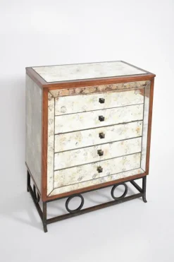 Pamono Mirrors and Wrought Iron Chest of Drawers, 1940s Online