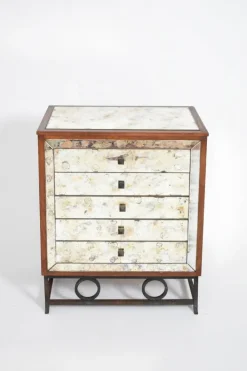 Pamono Mirrors and Wrought Iron Chest of Drawers, 1940s Online