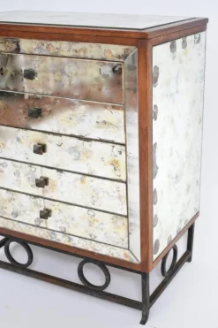 Pamono Mirrors and Wrought Iron Chest of Drawers, 1940s Online