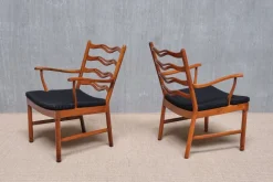 Pamono Model 1755 Armchairs by Ole Wanscher for Fritz Hansen, Denmark, 1940s, Set of 2 Outlet
