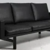 Pamono Model 236/3 3-Seater Sofa in Black Leather and Black Oak attributed to Hans J. Wegner for Getama Outlet