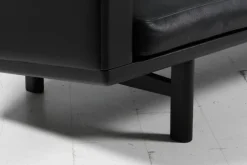 Pamono Model 236/3 3-Seater Sofa in Black Leather and Black Oak attributed to Hans J. Wegner for Getama Outlet