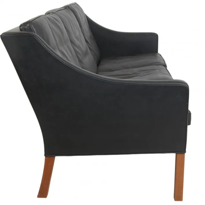 Pamono Model 2209 2-Seater Sofa in Black Leather by Børge Mogensen, 2000s, 1980s Discount