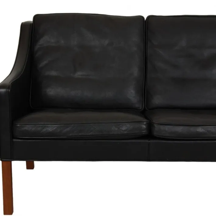 Pamono Model 2209 2-Seater Sofa in Black Leather by Børge Mogensen, 2000s, 1980s Discount
