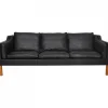 Pamono Model 2213 3-Seater Sofa in Black Leather by Børge Mogensen, 1980s Online
