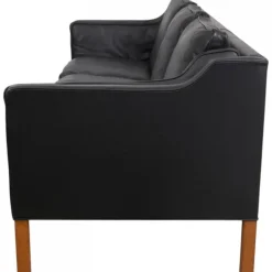 Pamono Model 2213 3-Seater Sofa in Black Leather by Børge Mogensen, 1980s Online
