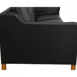 Pamono Model 2213 3-Seater Sofa in Black Leather by Børge Mogensen, 1980s Online