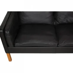 Pamono Model 2213 3-Seater Sofa in Black Leather by Børge Mogensen, 1980s Online