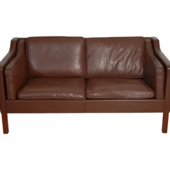 Pamono Model 2212 2-Seater Sofa in Brown Leather by Børge Mogensen, 1990s Sale