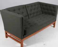 Pamono Model EJ315 2-Seater Sofa in Wool, Cherrywood and Leather by Erik Jørgensen, 2000s Clearance