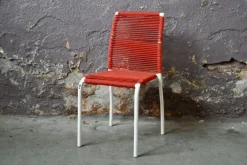 Pamono Modernist Children's Chair in Steel and Red Rope, France, 1950s Discount
