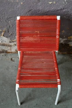 Pamono Modernist Children's Chair in Steel and Red Rope, France, 1950s Discount