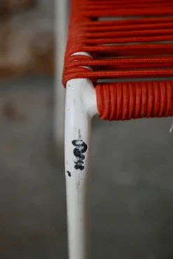 Pamono Modernist Children's Chair in Steel and Red Rope, France, 1950s Discount