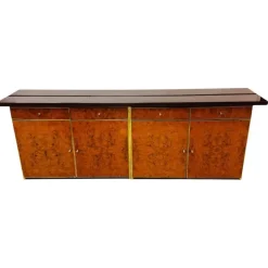 Pamono Modernist Sideboard in Radica and Gilded Metal, 1970s Sale