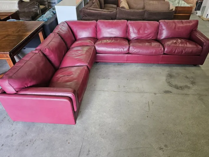 Pamono Modular Corner Sofa in Bordeaux Leather from Poltrona Frau, Italy, 1970s, Set of 3 New