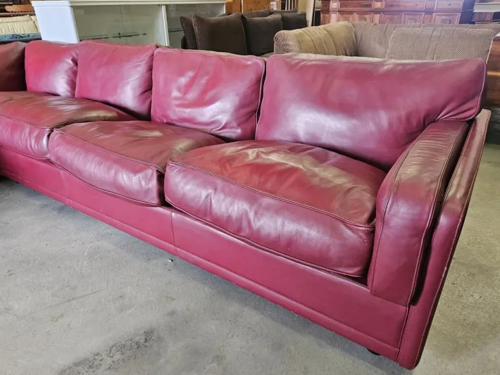 Pamono Modular Corner Sofa in Bordeaux Leather from Poltrona Frau, Italy, 1970s, Set of 3 New
