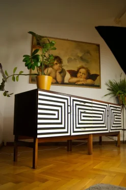 Pamono Modular Sideboard with Op Art Motif, 1970s, Set of 2 Outlet