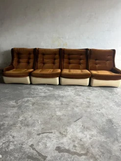 Pamono Modular Sofa in Brown Velvet from Airborne, 1970s, Set of 4 Hot