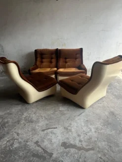 Pamono Modular Sofa in Brown Velvet from Airborne, 1970s, Set of 4 Hot