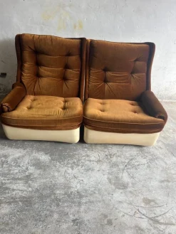 Pamono Modular Sofa in Brown Velvet from Airborne, 1970s, Set of 4 Hot