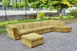 Pamono Modular Sofa in Olive Green Velvet by Laauser, 1970s, Set of 7 New