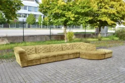 Pamono Modular Sofa in Olive Green Velvet by Laauser, 1970s, Set of 7 New