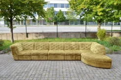 Pamono Modular Sofa in Olive Green Velvet by Laauser, 1970s, Set of 7 New