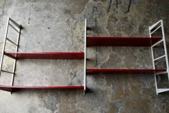Pamono Modular Wall Shelf in Red and White, 1970s Sale
