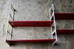 Pamono Modular Wall Shelf in Red and White, 1970s Sale