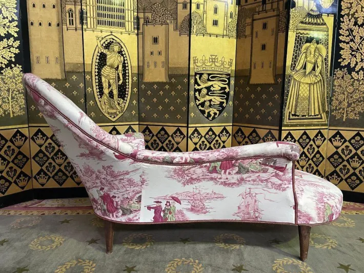 Pamono Napoleon III Chaise Lounge in Toile De Jouy Outlet