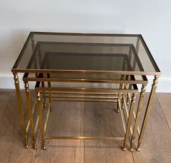 Pamono Neoclassical Brass Nesting Tables by Maison Ramsay, Set of 3 Outlet