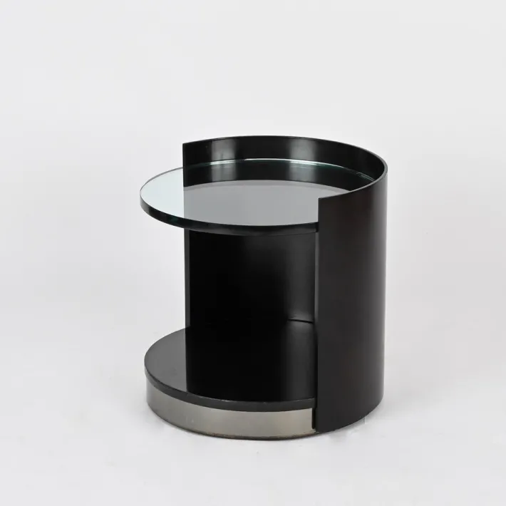 Pamono Nightstand or Side Table in Lacquered Wood and Crystal by G. Moscatelli, Italy, 1970s Best