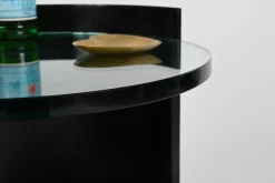 Pamono Nightstand or Side Table in Lacquered Wood and Crystal by G. Moscatelli, Italy, 1970s Best