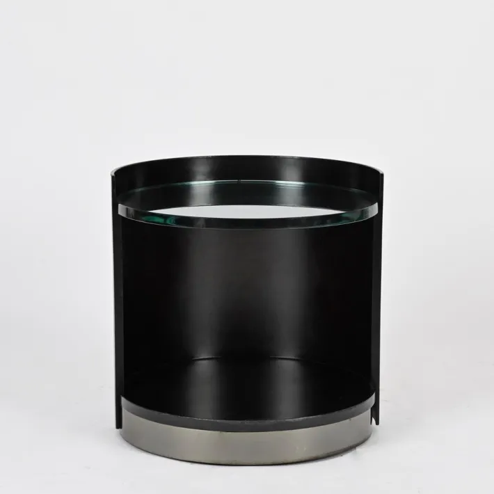 Pamono Nightstand or Side Table in Lacquered Wood and Crystal by G. Moscatelli, Italy, 1970s Best