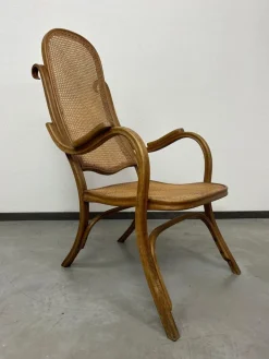 Pamono No. 1 Easy Armchair with Rattan Seat attributed to Thonet, 1886 New