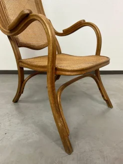 Pamono No. 1 Easy Armchair with Rattan Seat attributed to Thonet, 1886 New