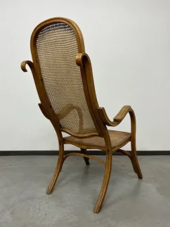 Pamono No. 1 Easy Armchair with Rattan Seat attributed to Thonet, 1886 New