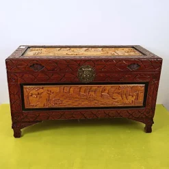 Pamono Oriental Carved Wooden Chest