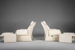 Pamono P60 Chairs and Ottomans by Vittorio Introini for Saporiti, 1960s, Set of 4 New