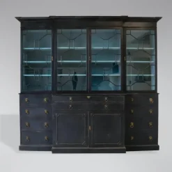 Pamono Painted 4-Door Library Bookcase with Secretaire, 1910s Sale