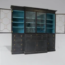 Pamono Painted 4-Door Library Bookcase with Secretaire, 1910s Sale
