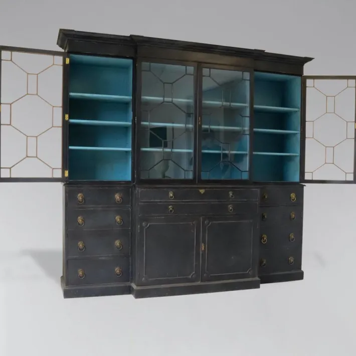 Pamono Painted 4-Door Library Bookcase with Secretaire, 1910s Sale