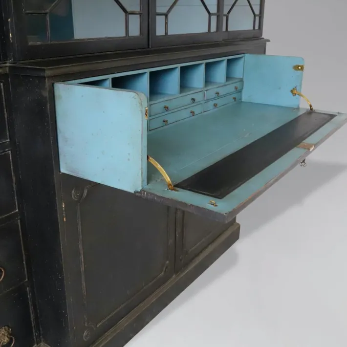 Pamono Painted 4-Door Library Bookcase with Secretaire, 1910s Sale