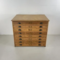 Pamono Plan Chest with Brass Cup Handles, 1930s Best