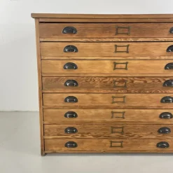 Pamono Plan Chest with Brass Cup Handles, 1930s Best