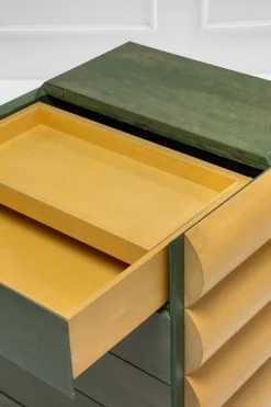 Pamono Postmodern Architectural Chest of Drawers in Natural Wood and Aniline-Stained Wood, 1980s Outlet